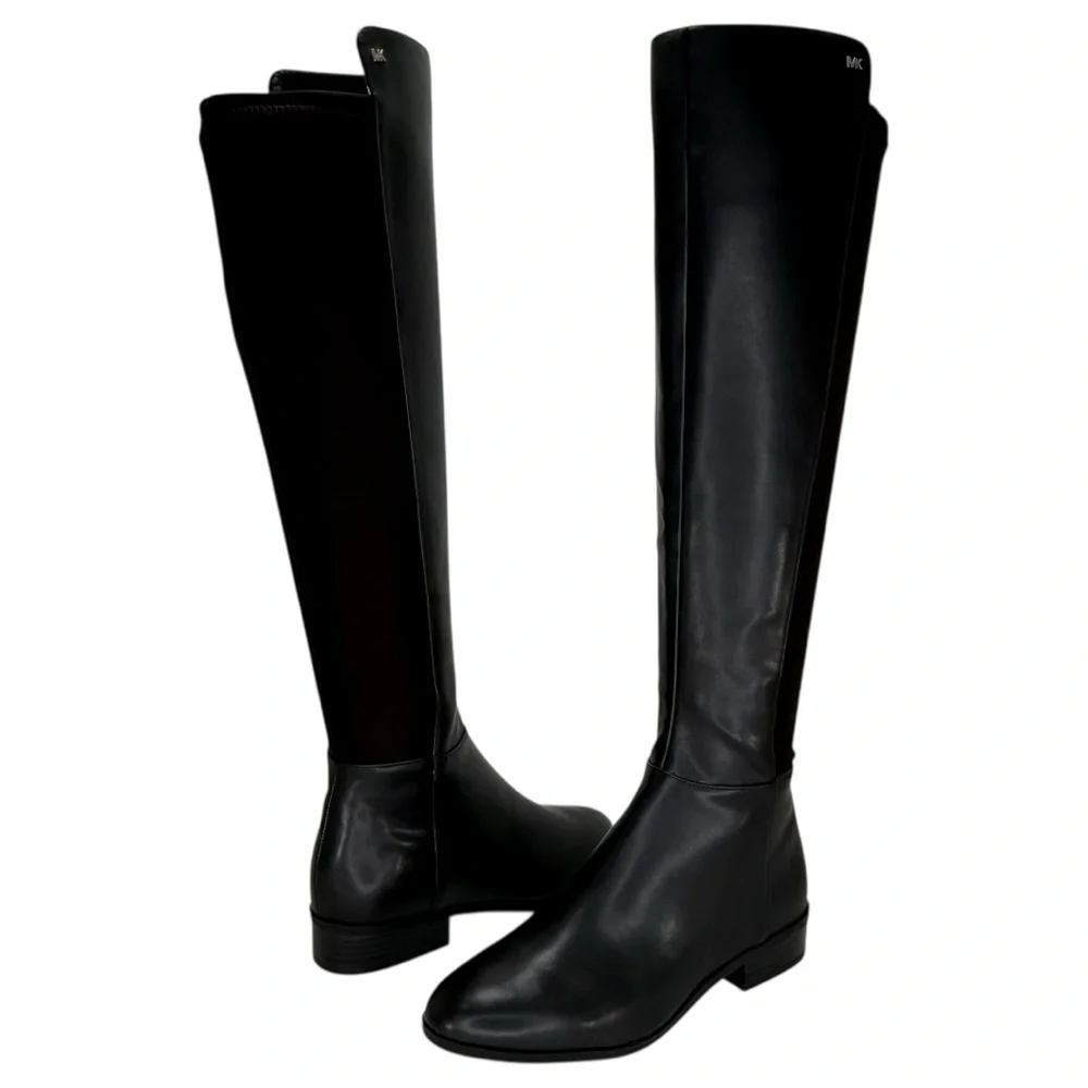 Michael Kors Bromley Black Faux Leather OTK Womens Boots Size 7M